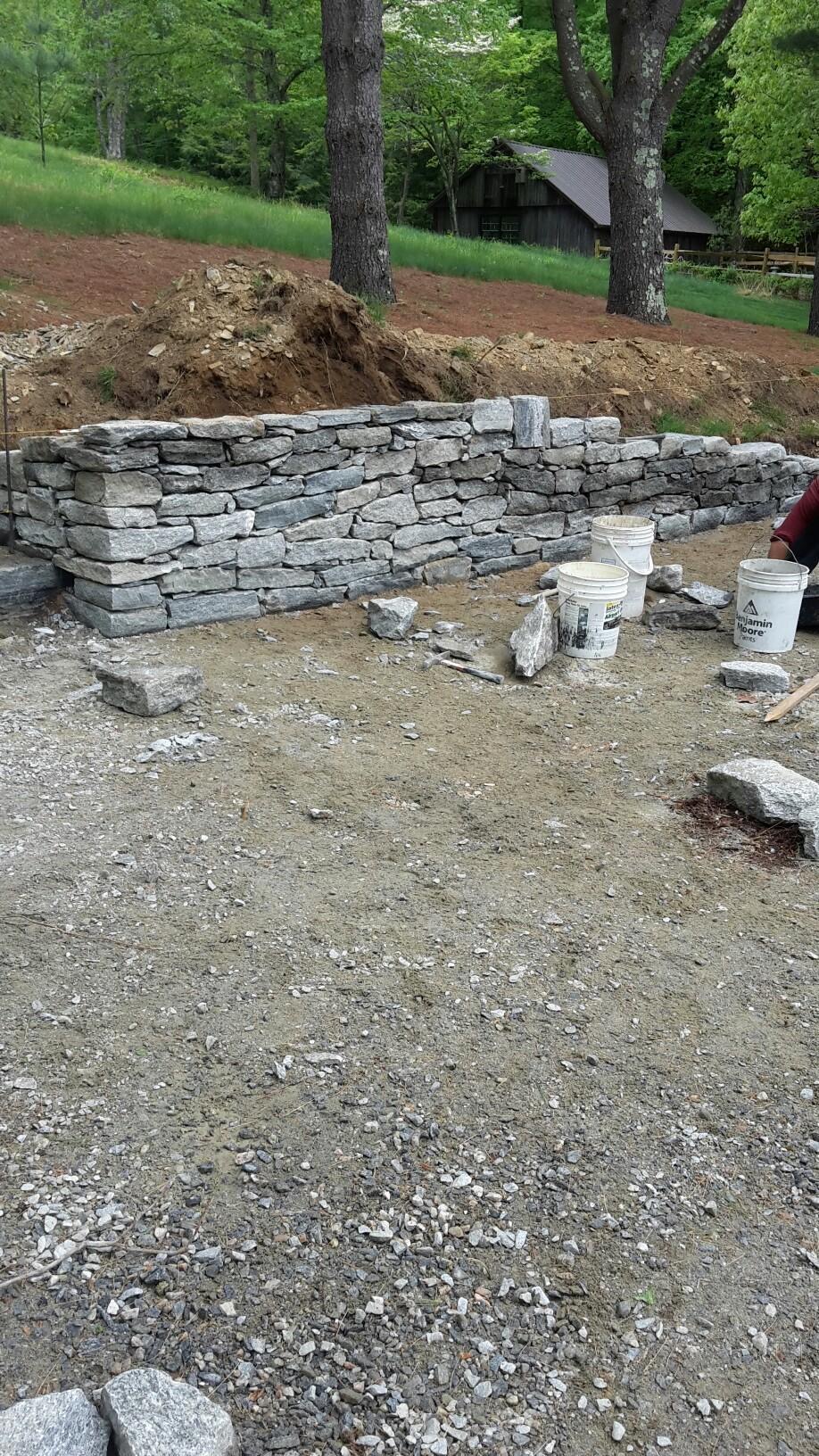 Driveway entrance stone pillars